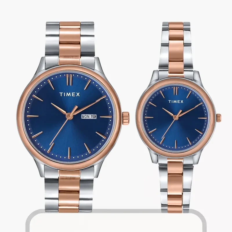 Timex Blue Dial Two-tone Fashion Couple Watch-  TW00ZP006